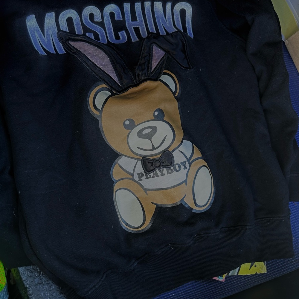 SS18 Moschino Couture X Jeremy Scott Teddy Bear Playboy Black Sweatshirt Hoodie
